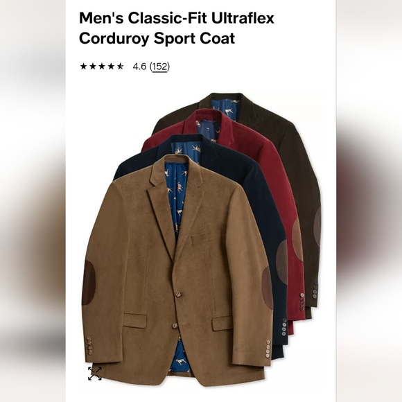 Excellent Condition Men's Classic-Fit Ultraflex Corduroy Sport Coat, 44R - Picture 5 of 5